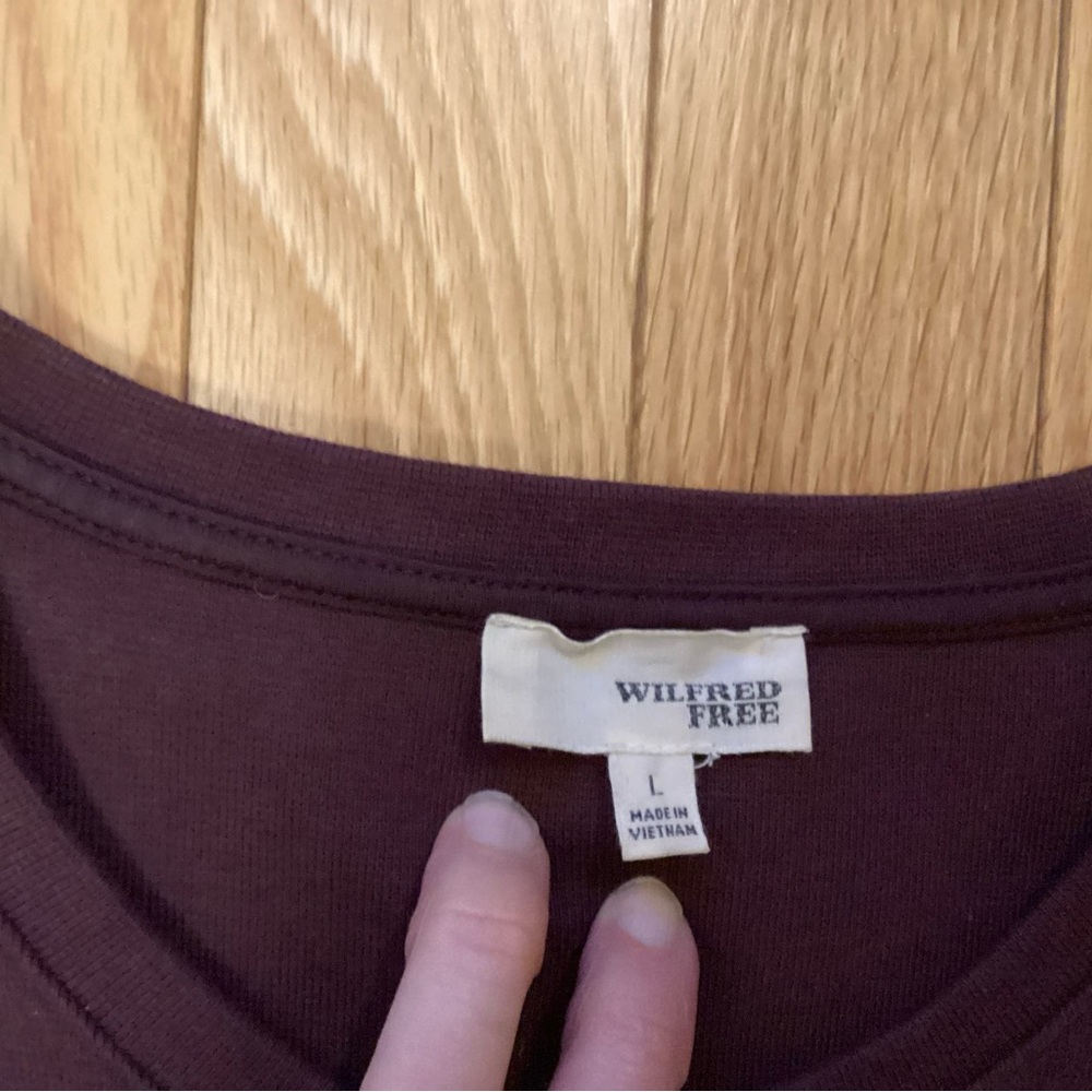 Wilfred Free, cotton dress, mini, burgundy, size large, like new - Picture 4 of 10